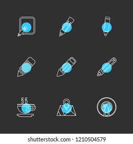 Set of 9 icons, for web, internet, mobile apps, interface design: business, finance, shopping, communication, fitness, computer, media, transportation, travel, easter, christmas, summer, device