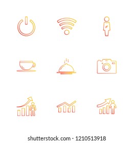 Set of 9 icons, for web, internet, mobile apps, interface design: business, finance, shopping, communication, fitness, computer, media, transportation, travel, easter, christmas, summer, device