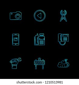Set of 9 icons, for web, internet, mobile apps, interface design: business, finance, shopping, communication, fitness, computer, media, transportation, travel, easter, christmas, summer, device