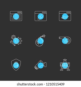 Set of 9 icons, for web, internet, mobile apps, interface design: business, finance, shopping, communication, fitness, computer, media, transportation, travel, easter, christmas, summer, device