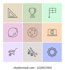 Set of 9 icons, for web, internet, mobile apps, interface design: business, finance, shopping, communication, fitness, computer, media, transportation, travel, easter, christmas, summer, device