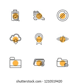 Set of 9 icons, for web, internet, mobile apps, interface design: business, finance, shopping, communication, fitness, computer, media, transportation, travel, easter, christmas, summer, device