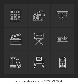 Set of 9 icons, for web, internet, mobile apps, interface design: business, finance, shopping, communication, fitness, computer, media, transportation, travel, easter, christmas, summer, device