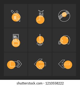 Set of 9 icons, for web, internet, mobile apps, interface design: business, finance, shopping, communication, fitness, computer, media, transportation, travel, easter, christmas, summer, device