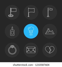Set of 9 icons, for web, internet, mobile apps, interface design: business, finance, shopping, communication, fitness, computer, media, transportation, travel, easter, christmas, summer, device