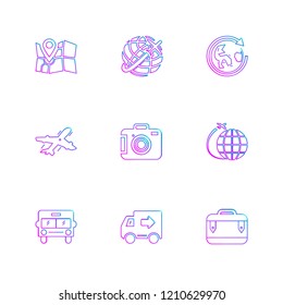 Set of 9 icons, for web, internet, mobile apps, interface design: business, finance, shopping, communication, fitness, computer, media, transportation, travel, easter, christmas, summer, device