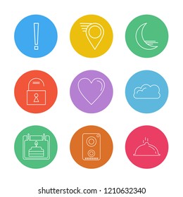 Set of 9 icons, for web, internet, mobile apps, interface design: business, finance, shopping, communication, fitness, computer, media, transportation, travel, easter, christmas, summer, device