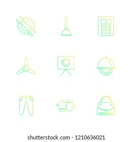 Set of 9 icons, for web, internet, mobile apps, interface design: business, finance, shopping, communication, fitness, computer, media, transportation, travel, easter, christmas, summer, device