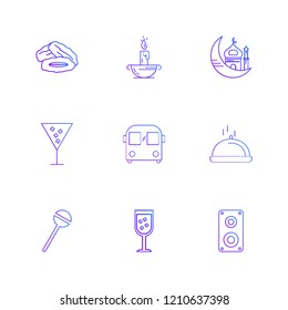 Set of 9 icons, for web, internet, mobile apps, interface design: business, finance, shopping, communication, fitness, computer, media, transportation, travel, easter, christmas, summer, device
