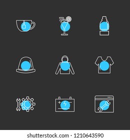 Set of 9 icons, for web, internet, mobile apps, interface design: business, finance, shopping, communication, fitness, computer, media, transportation, travel, easter, christmas, summer, device
