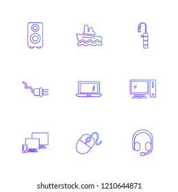 Set of 9 icons, for web, internet, mobile apps, interface design: business, finance, shopping, communication, fitness, computer, media, transportation, travel, easter, christmas, summer, device
