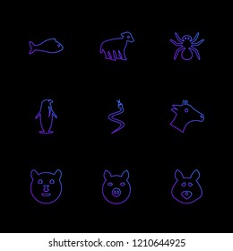 Set of 9 icons, for web, internet, mobile apps, interface design: business, finance, shopping, communication, fitness, computer, media, transportation, travel, easter, christmas, summer, device