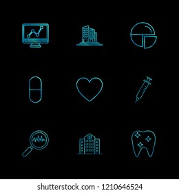 Set of 9 icons, for web, internet, mobile apps, interface design: business, finance, shopping, communication, fitness, computer, media, transportation, travel, easter, christmas, summer, device