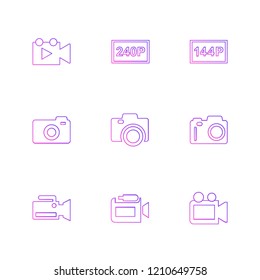 Set of 9 icons, for web, internet, mobile apps, interface design: business, finance, shopping, communication, fitness, computer, media, transportation, travel, easter, christmas, summer, device