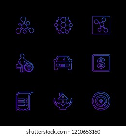 Set of 9 icons, for web, internet, mobile apps, interface design: business, finance, shopping, communication, fitness, computer, media, transportation, travel, easter, christmas, summer, device