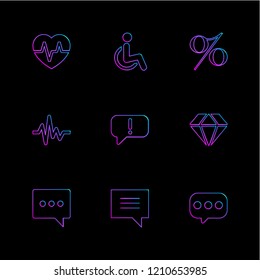 Set of 9 icons, for web, internet, mobile apps, interface design: business, finance, shopping, communication, fitness, computer, media, transportation, travel, easter, christmas, summer, device