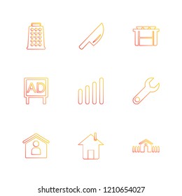 Set of 9 icons, for web, internet, mobile apps, interface design: business, finance, shopping, communication, fitness, computer, media, transportation, travel, easter, christmas, summer, device