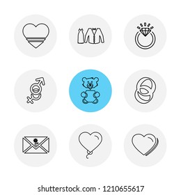 Set of 9 icons, for web, internet, mobile apps, interface design: business, finance, shopping, communication, fitness, computer, media, transportation, travel, easter, christmas, summer, device