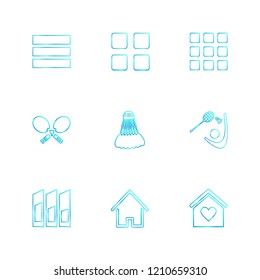 Set of 9 icons, for web, internet, mobile apps, interface design: business, finance, shopping, communication, fitness, computer, media, transportation, travel, easter, christmas, summer, device