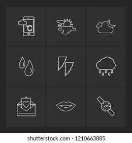 Set of 9 icons, for web, internet, mobile apps, interface design: business, finance, shopping, communication, fitness, computer, media, transportation, travel, easter, christmas, summer, device