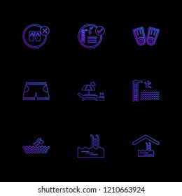 Set of 9 icons, for web, internet, mobile apps, interface design: business, finance, shopping, communication, fitness, computer, media, transportation, travel, easter, christmas, summer, device