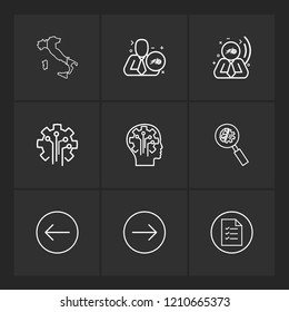 Set of 9 icons, for web, internet, mobile apps, interface design: business, finance, shopping, communication, fitness, computer, media, transportation, travel, easter, christmas, summer, device