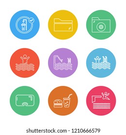 Set of 9 icons, for web, internet, mobile apps, interface design: business, finance, shopping, communication, fitness, computer, media, transportation, travel, easter, christmas, summer, device