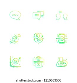 Set of 9 icons, for web, internet, mobile apps, interface design: business, finance, shopping, communication, fitness, computer, media, transportation, travel, easter, christmas, summer, device