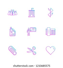 Set of 9 icons, for web, internet, mobile apps, interface design: business, finance, shopping, communication, fitness, computer, media, transportation, travel, easter, christmas, summer, device