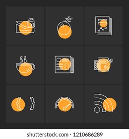 Set of 9 icons, for web, internet, mobile apps, interface design: business, finance, shopping, communication, fitness, computer, media, transportation, travel, easter, christmas, summer, device