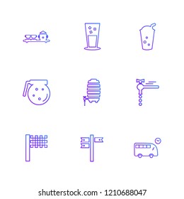 Set of 9 icons, for web, internet, mobile apps, interface design: business, finance, shopping, communication, fitness, computer, media, transportation, travel, easter, christmas, summer, device
