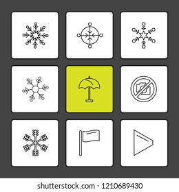Set of 9 icons, for web, internet, mobile apps, interface design: business, finance, shopping, communication, fitness, computer, media, transportation, travel, easter, christmas, summer, device