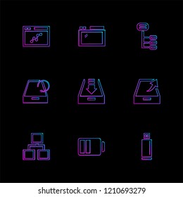 Set of 9 icons, for web, internet, mobile apps, interface design: business, finance, shopping, communication, fitness, computer, media, transportation, travel, easter, christmas, summer, device