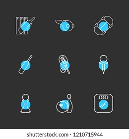 Set of 9 icons, for web, internet, mobile apps, interface design: business, finance, shopping, communication, fitness, computer, media, transportation, travel, easter, christmas, summer, device