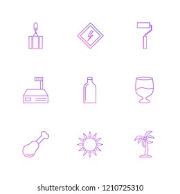 Set of 9 icons, for web, internet, mobile apps, interface design: business, finance, shopping, communication, fitness, computer, media, transportation, travel, easter, christmas, summer, device