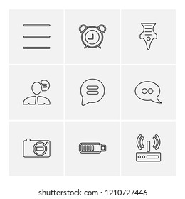 Set of 9 icons, for web, internet, mobile apps, interface design: business, finance, shopping, communication, fitness, computer, media, transportation, travel, easter, christmas, summer, device