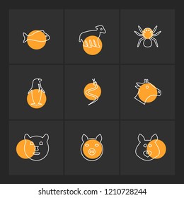 Set of 9 icons, for web, internet, mobile apps, interface design: business, finance, shopping, communication, fitness, computer, media, transportation, travel, easter, christmas, summer, device