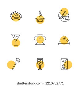 Set of 9 icons, for web, internet, mobile apps, interface design: business, finance, shopping, communication, fitness, computer, media, transportation, travel, easter, christmas, summer, device