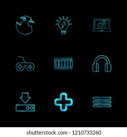 Set of 9 icons, for web, internet, mobile apps, interface design: business, finance, shopping, communication, fitness, computer, media, transportation, travel, easter, christmas, summer, device