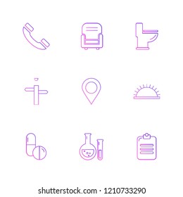 Set of 9 icons, for web, internet, mobile apps, interface design: business, finance, shopping, communication, fitness, computer, media, transportation, travel, easter, christmas, summer, device