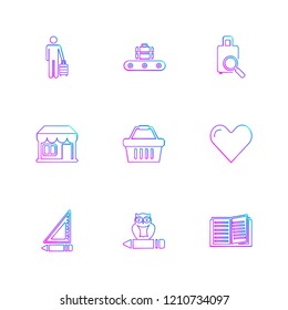 Set of 9 icons, for web, internet, mobile apps, interface design: business, finance, shopping, communication, fitness, computer, media, transportation, travel, easter, christmas, summer, device