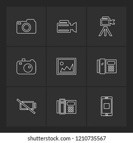 Set of 9 icons, for web, internet, mobile apps, interface design: business, finance, shopping, communication, fitness, computer, media, transportation, travel, easter, christmas, summer, device