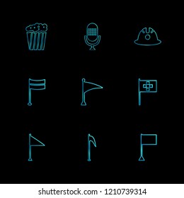 Set of 9 icons, for web, internet, mobile apps, interface design: business, finance, shopping, communication, fitness, computer, media, transportation, travel, easter, christmas, summer, device