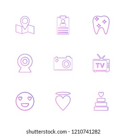 Set of 9 icons, for web, internet, mobile apps, interface design: business, finance, shopping, communication, fitness, computer, media, transportation, travel, easter, christmas, summer, device