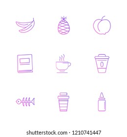 Set of 9 icons, for web, internet, mobile apps, interface design: business, finance, shopping, communication, fitness, computer, media, transportation, travel, easter, christmas, summer, device
