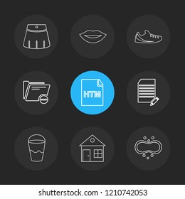 Set of 9 icons, for web, internet, mobile apps, interface design: business, finance, shopping, communication, fitness, computer, media, transportation, travel, easter, christmas, summer, device