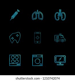 Set of 9 icons, for web, internet, mobile apps, interface design: business, finance, shopping, communication, fitness, computer, media, transportation, travel, easter, christmas, summer, device