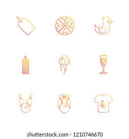 Set of 9 icons, for web, internet, mobile apps, interface design: business, finance, shopping, communication, fitness, computer, media, transportation, travel, easter, christmas, summer, device