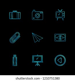 Set of 9 icons, for web, internet, mobile apps, interface design: business, finance, shopping, communication, fitness, computer, media, transportation, travel, easter, christmas, summer, device