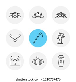 Set of 9 icons, for web, internet, mobile apps, interface design: business, finance, shopping, communication, fitness, computer, media, transportation, travel, easter, christmas, summer, device